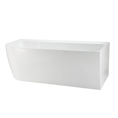 A&E Bath and Shower Silqua 59 po x 29,5 po Baignoire autoportante d’angle droit en blanc brillant