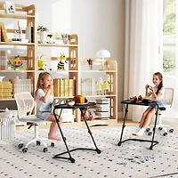 Ensemble de 2 tables basses pliantes Homy Casa avec porte-gobelets et hauteur réglable, surface en plastique noir