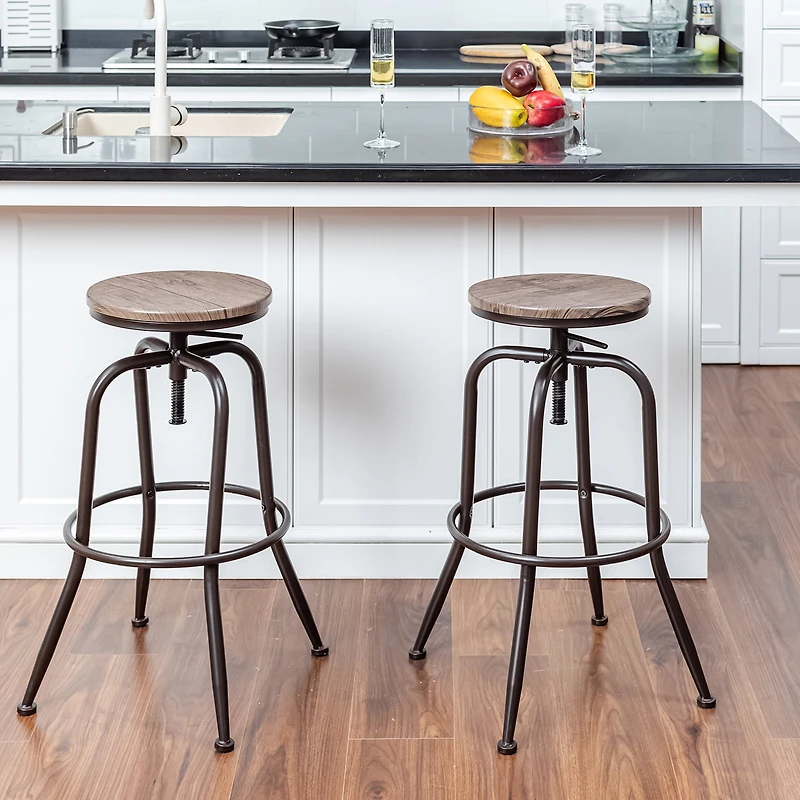 Homy Casa Set of 2 Bar Stools, Dining Entertaining Tools for Wine Lounge, Walnut
