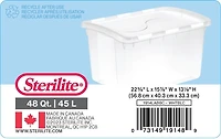 Boîte de rangement de Sterilite de 45L avec couvercle à charnière en blanc