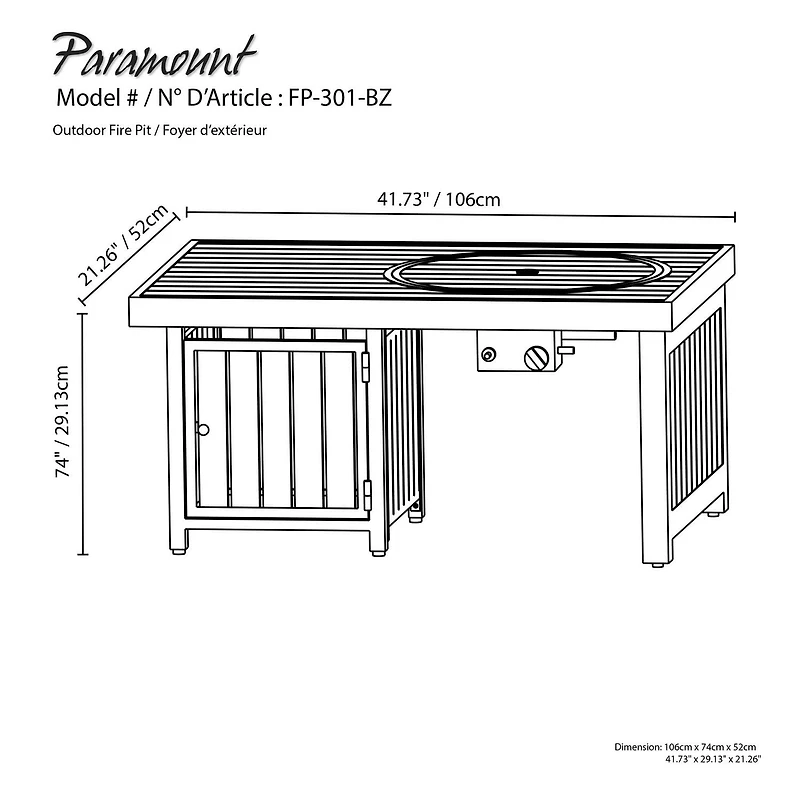 Paramount Offset Extruded Aluminium Rectangle Firepit Table