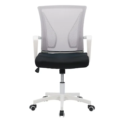 CorLiving Cooper Ergonomic Mesh Back Adjustable Height Adult Office Chair with Wheels, Grey/White/Black