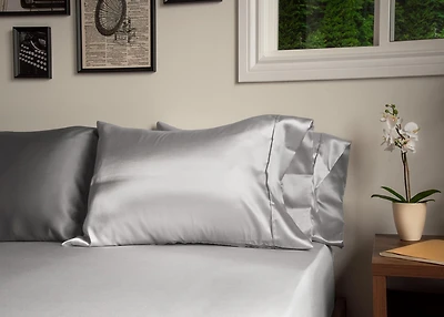 Beautiful Dream 2Pack Satin Pillow Case Grey King
