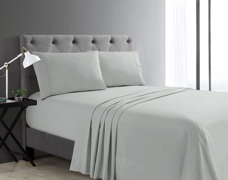Swift Home Basic 3-Piece Twin Size Sheet Set, Ultra Soft, Deep Pocket, Easy Care Bedding Set, Light Gray
