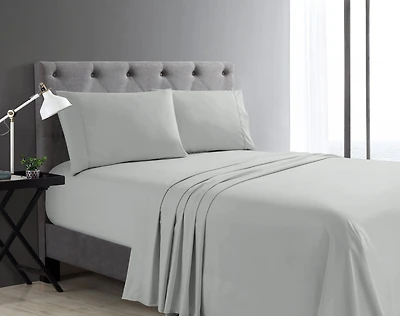 Swift Home Basic 3-Piece Twin Size Sheet Set, Ultra Soft, Deep Pocket, Easy Care Bedding Set, Light Gray