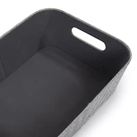 Truu Design Panier de rangement décoratif moderne et élégant en papier gris avec couvercle en bambou
