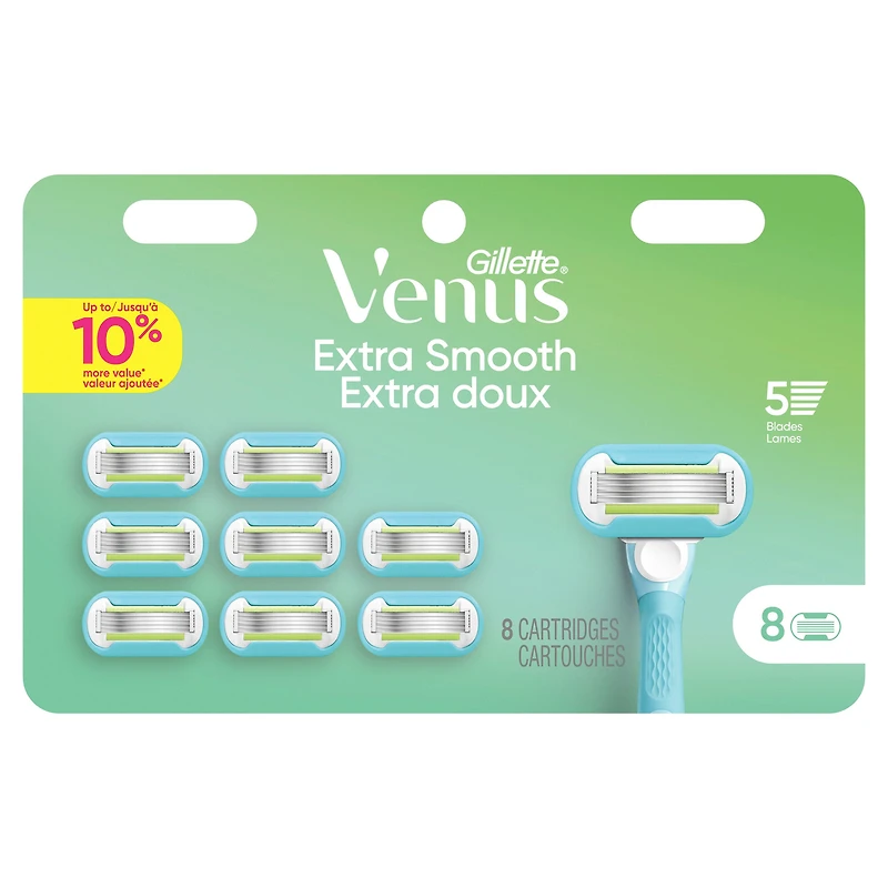 Gillette Venus Extra Smooth Women’s Razor Blades, 5-Bladed Razor Refills, 8CT