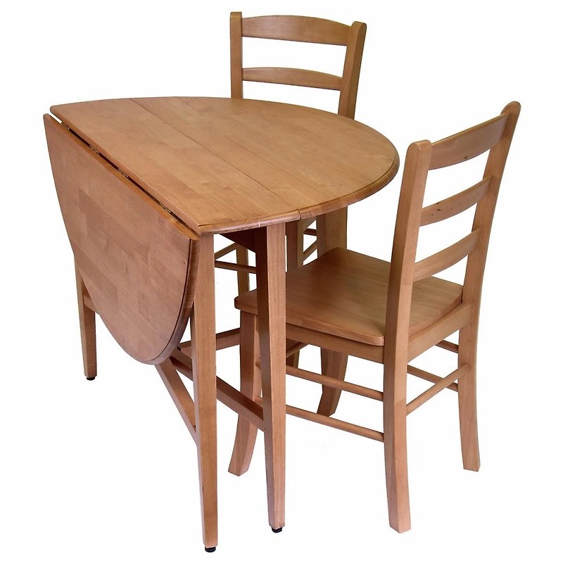 Winsome Hannah 3-Piece Dining Set, Drop Leaf Table with 2 Ladder Back Chairs - 34342