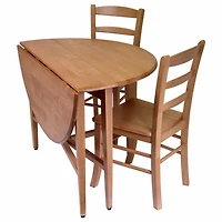 Winsome Hannah 3-Piece Dining Set, Drop Leaf Table with 2 Ladder Back Chairs - 34342
