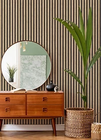 Roommates Studio Cream Oak Slat Peel and Stick Wallpaper 30.75 Sq. ft