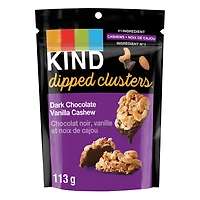 Bouchées KIND Dipped Clusters, Cajous, chocolat noir et vanille, sac de 113 g Dipped Clusters
