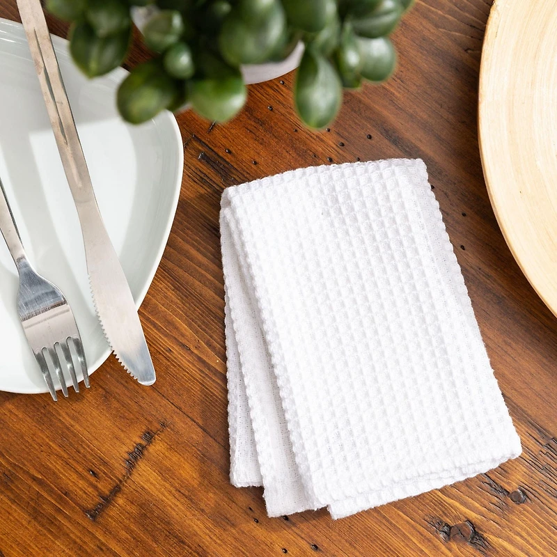 Serviette à vaisselle FabStyles Broadway gaufré, lot de 6, coton filé à l'anneau, absorbant