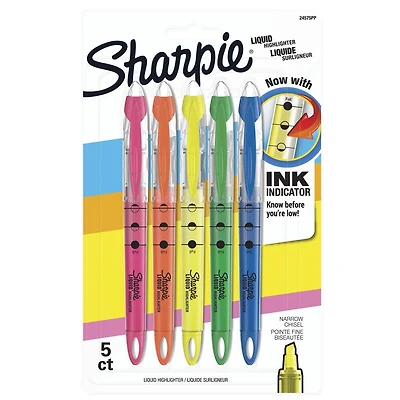 Surligneurs liquides Sharpie, pointe biseautée, couleurs assorties