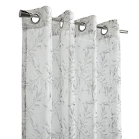 Loft Living Jennifer, panneau de rideau à oeillets diaphane avec imprimé botanique 52" x 95", gris