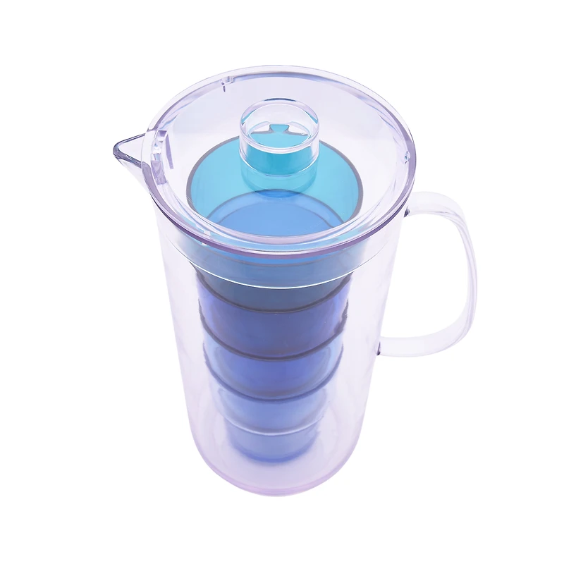 Mainstays 3-Quart Blue Acrylic Pitcher with 14-Ounce Stackable Tumbler Set