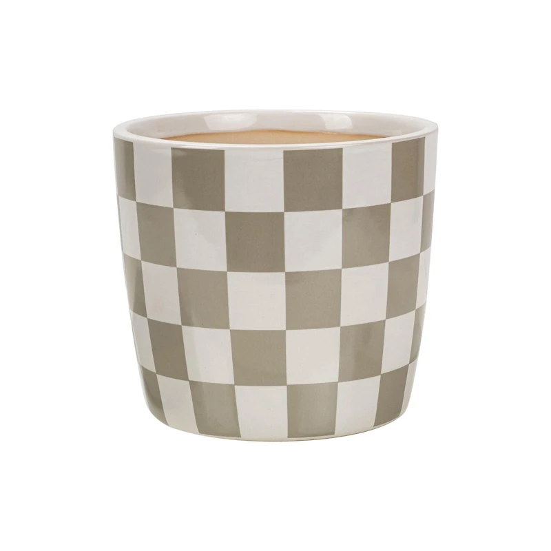 Mainstays 6 inch Grey Check Planter, MS 6 in. Grey Check Planter