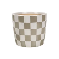 Mainstays 6 inch Grey Check Planter, MS 6 in. Grey Check Planter