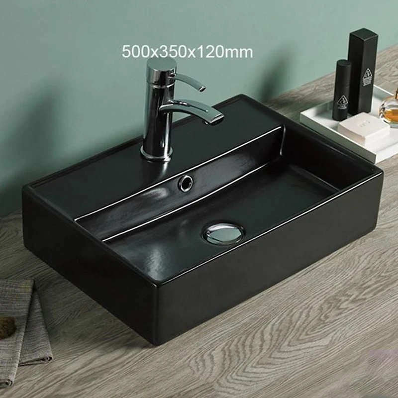 American Imaginations 19.7-in. W Above Counter Black Bathroom Vessel Sink For 1 Hole Center Drilling AI-28126