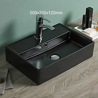 American Imaginations 19.7-in. W Above Counter Black Bathroom Vessel Sink For 1 Hole Center Drilling AI-28126