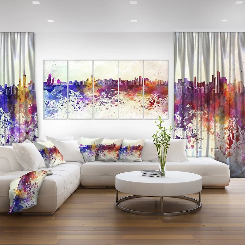 Design Art La Ligne D'Horizon De Chicago Art Sur Toile