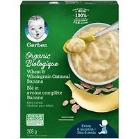 GERBER® Organic Wheat & Wholegrain Oat Banana, Baby Cereal 208 g, 208 GR