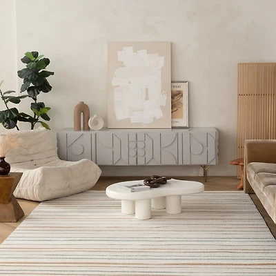 Rug Branch Alfombra Abstract Indoor Outdoor Area Rug, Beige Cream, Modern - Living Room, Bedroom, Dining Room, and Kitchen