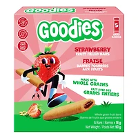 Goodies Barres aux Fruits Fraise, Collation de Grains Entiers Sans Gluten pour Enfants 4 Ans et Plus, Sans Noix, Source de Fibres, Barre 18g (Emballage de 5), 90g