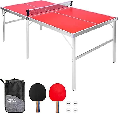 GoSports - Mid-Size Indoor/Outdoor Table Tennis Game Set - Red