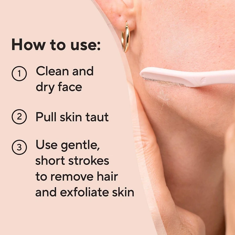 Finishing Touch Flawless Dermaplane Glow Facial Exfoliator & Hair Remover, 1 unit, 6 replacement blades