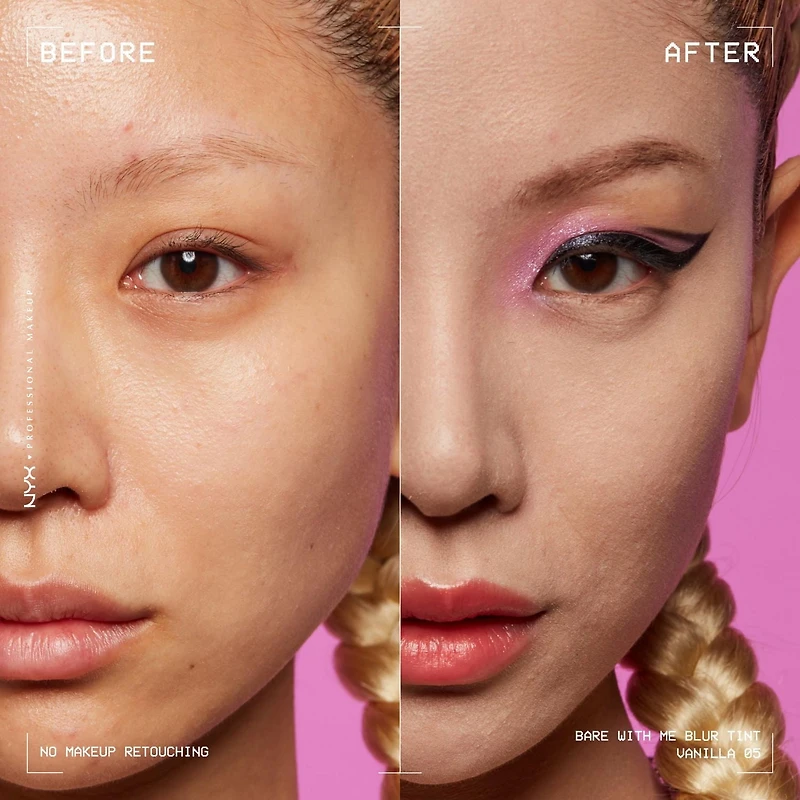 NYX PROFESSIONAL MAKEUP, Bare With Me, Fond de teint nuancé, Couvrance moyenne modulable, Hydratation 12hres, Fini mat léger - 03 LIGHT IVORY Fond de teint estompé