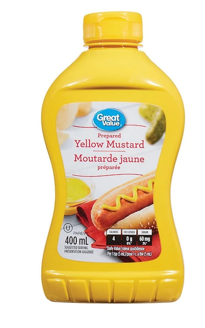 Moutarde préparée jaune de Great Value 400 ml
