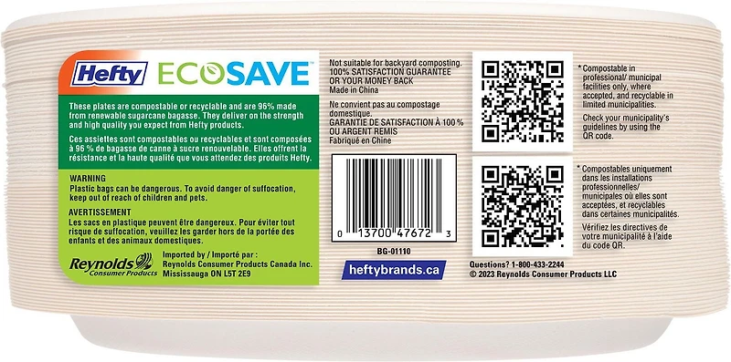 Hefty ECOSAVE 10" Dinner plates 80-count, Hefty ECOSAVE 10" Dinner plates 80-ct