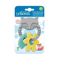 Dr. Brown's Learning Loop Baby Teether Ring, Fox - Multiple Shapes, Textures, 100% Silicone, BPA-Free, 3m+, 1-Pack, 100% Silicone Teether for Infant/Baby 3M+