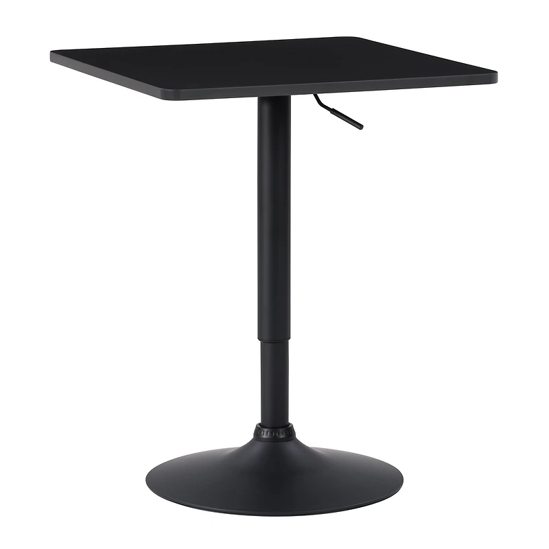 Table de bar pivotante CorLiving Maya Square, plateau en bois composite, hauteur réglable, piètement en métal, chromée/noire