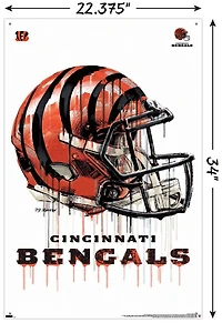 NFL Cincinnati Bengals - Drip Helmet 20 Wall Poster with Magnetic Frame