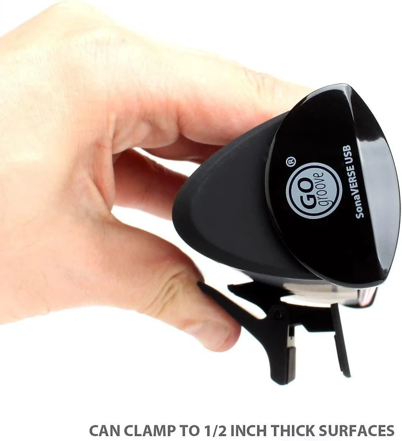 GOgroove SonaVERSE Haut-parleurs USB pour ordinateur portable – Mini barre de son alimentée par USB avec haut-parleur externe portable à clipser pour moniteur, un câble pour entrée audio numérique et