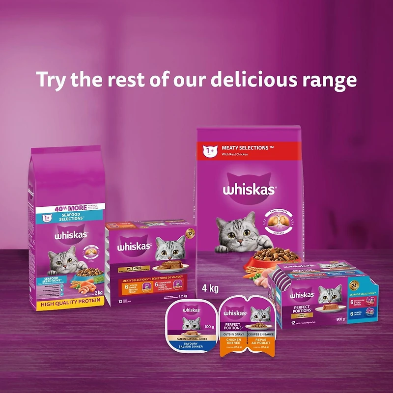 Whiskas Adult Dry Cat Food Tuna Selections, High Quality Protein, 2 - 9.1kg