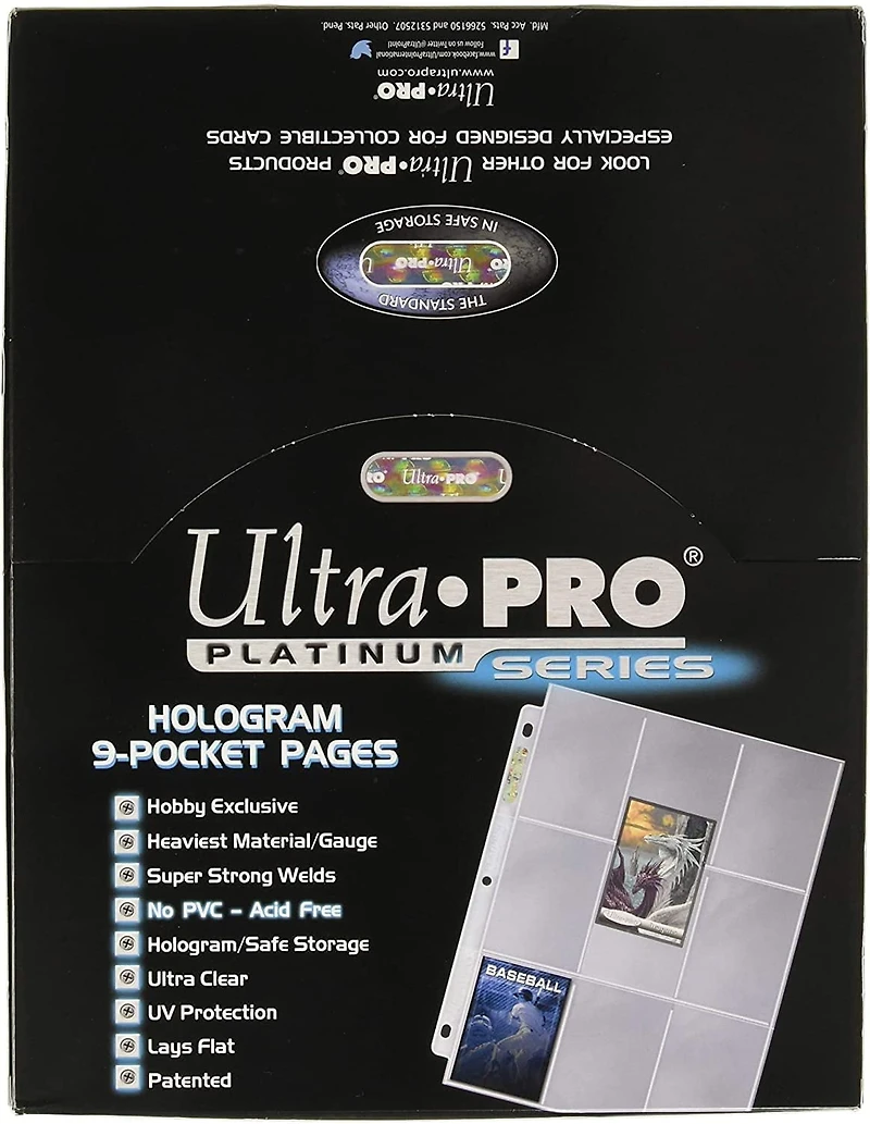 Ultra PRO Platinum Series Pocket Pages (100ct) pour Cards et Photos 9-Pocket pour 2-1/2" x 3-1/2" Standard Size Cards