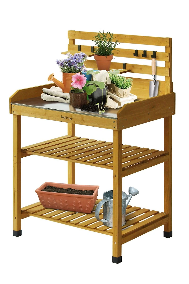 VegTrug Potting Table with Stainless Steel Top