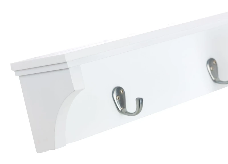 kieragrace Finley Wall Shelf with 3 Metal Hooks - White, 24" by 5.25"