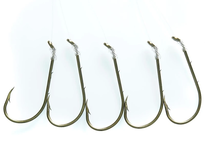 Mustad 555-2/0-6 Classic Snelled Beak Hook, Bronze Size 2/0, Mustad Classic Snelled Beak Hook, Bronze 2/0