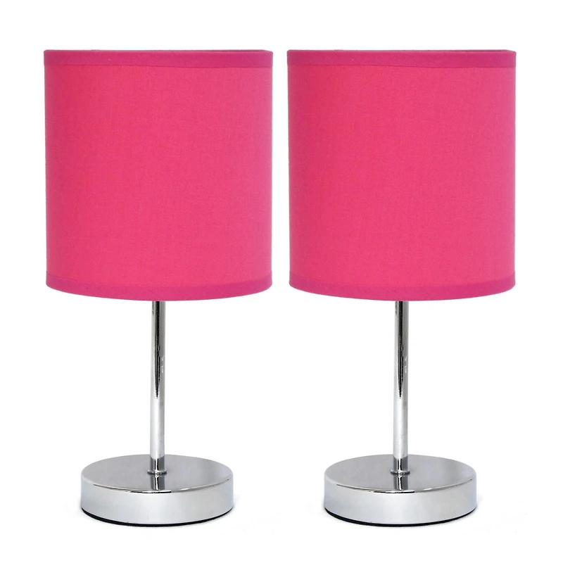 Simples Conceptions Mini lampe de table de base chromée avec abat-jour en tissu