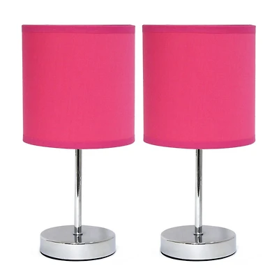 Simples Conceptions Mini lampe de table de base chromée avec abat-jour en tissu