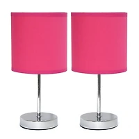 Simples Conceptions Mini lampe de table de base chromée avec abat-jour en tissu