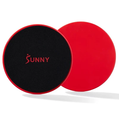 Sunny Health & Fitness Dual Sided Core Exercise Disk for Carpet or Hardwood Floors, Lightweight and Portable, Perfect for Abdominal, Core Workouts, Cardio, Low Impact (Black, Red) - NO. 104