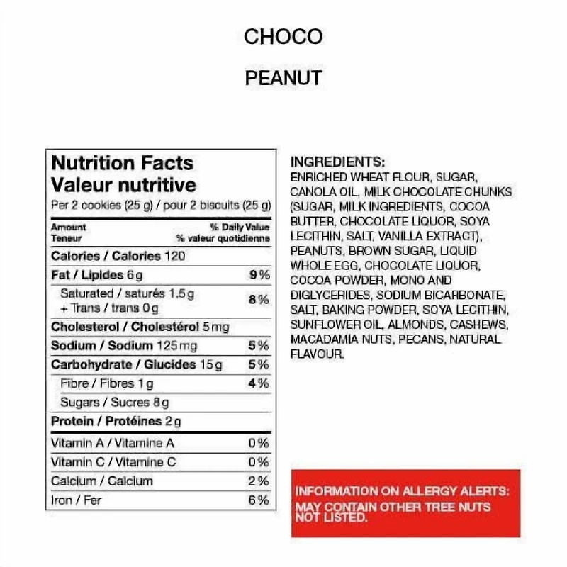 Biscuits aux arachides Choco aux morceaux de chocolat au lait et arachides croquantes