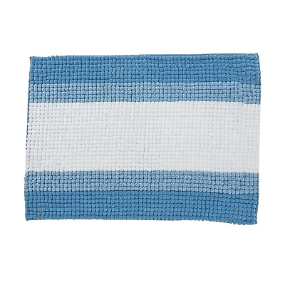 Stripe Chenille Bath Mat 20X28 Blue