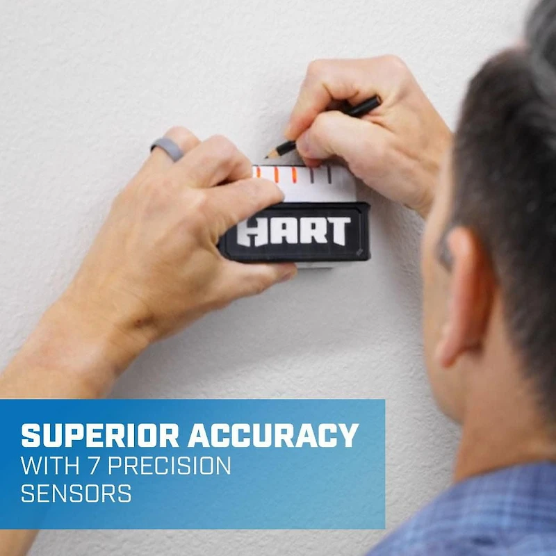 HART Advanced Whole Stud Detector Stud Finder with 7 Sensors, AAA Battery Powered, Not Included