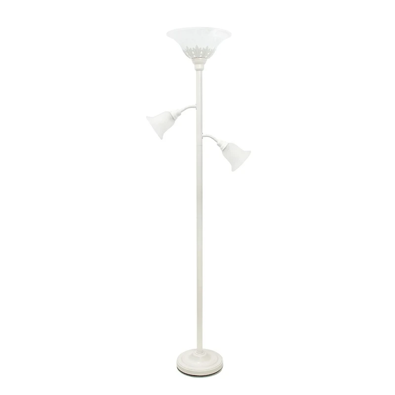 Elegant Designs 3 Light Floor Lamp with Scalloped Glass Shades
