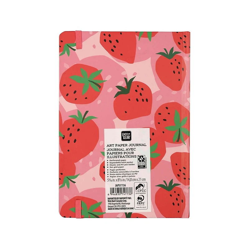 PG FRAISE JRNL 128 feuilles, pointillées